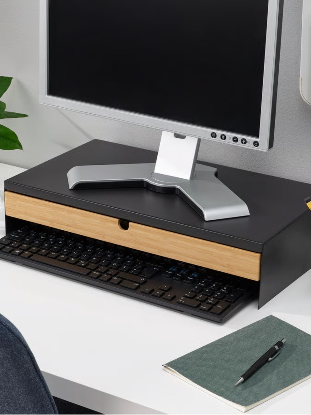 IKEA ELLOVEN Monitor stand with drawer, anthracite